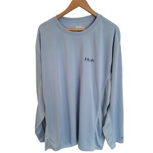 NWT HUK Performance Fishing Long Sleeve Tshirt UPF Protect Size XXXL Light Blue